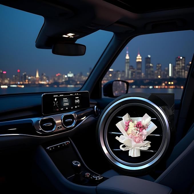 Fresh Flowers Mini Dried Flowers Bouquet for Car Air Vent Clips, Car Air Outlet Perfume Decoration, Air Fresheners Interior Accessories,Automotive Air Fresheners (white, Random fragrance)