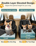 Dog Car Seat for Small/Medium Dogs Up to 35 lbs, 2-in-1 Pet Car Seat with Memory Foam, Machine Washable Dog Bed for Cars, Non-Slip Pet Booster Carseat with Safety Leashes, Storage Pockets (Black)