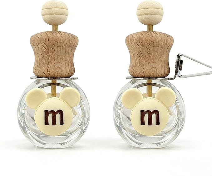 2 Pack Car Air Freshener Diffuser Bottle Refillable Empty Glass Perfume Bottle with Vent Clip, Drift Car Air Freshener Clip Essential Oil Diffuser for Car Oil Diffusers Interior Decor-A4