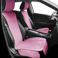 Elantrip 2PCS Front Car Seat Covers Pink Leather Auto for Women Airbag Compatible Diamond Pattern PU Seat Cover Universal Fitness