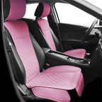 Elantrip 2PCS Front Car Seat Covers Pink Leather Auto for Women Airbag Compatible Diamond Pattern PU Seat Cover Universal Fitness