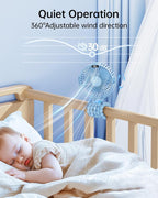 SWEETFULL Portable Stroller Fan with LED Display, 4 Speed Rechargeable Mini Clip On Fan, 360° Rotate Flexible Tripod Better Cooling Small Baby Fan for Car Seat Crib Travel Bike Treadmill (Blue)