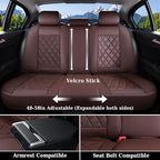 Coverado Car Seat Covers Full Set, Luxury Faux Leather Waterproof Seat Cover, Front and Back Car Seat Protector, Universal 5 Seat Leather Seat Cushion, Carseat Cover Fit Most Cars, Coffee