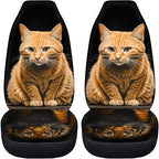 BIGCARJOB 2 Pcs Animal Car Seat Cover Set for Front Only,Funny Cat and Tiger Print Vehicle Bucket Seat Cushion Pads Auto Seat Protector for Men Women,Fit Most Cars,Sedan,Truck,SUV