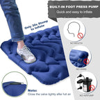MEETPEAK Sleeping Pad, Extra Thickness Inflatable Camping Sleeping Mat with Pillow Built-in Foot Press, Compact Ultralight Camping Air Mattress for Backpacking, Hiking, Tent