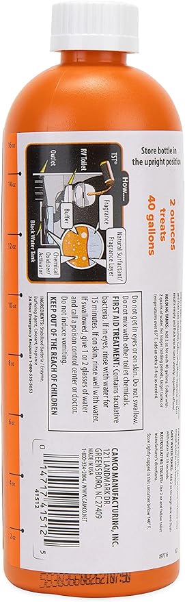 Camco RhinoFLEX Premium Enzyme RV Holding Tank Treatment | Features a Biodegradable Septic Safe Formula, a Pine Scent, and is Ideal for RVing, Boating, and More | 16 oz (41512)