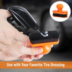 2pcs Large Car Tire Shine Applicator,Vegan Tire Shine Brush - Automotive Tire Dressing Applicator Brush with Storage Stand for Tire Detailing & Car Wash Kit, 3.6 Inch Length (Black & Orange)