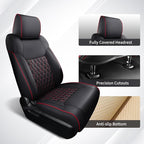 Huidasource Tacoma Truck Seat Covers Custom Fit for Toyota Tacoma 4th Gen(2024-2026) Double&Crew Cab SR SR5 Limited TRD Sport/Off Road Trailhunter, Front & Rear Car Seat Cover(Full Set/Black&Red)