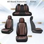 Coverado Car Seat Covers, Seat Covers Full Set, Coffee Car Seat Cover, Auto Seat Covers Front Seats Rear Seat Cover, Luxury Car Seat Cushion,Leather Seat Cover Seat Protector Universal Fit Most Cars