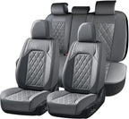 Coverado Car Seat Covers Full Set, Luxury Faux Leather Seat Covers for Cars, Waterproof Car Seat Protector, Gray Car Seat Cover, Universal Automotive Seat Covers Fit for Most Sedan SUV Trucks