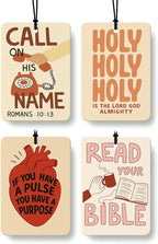 Retro Christian Car Air Freshener 4 Pcs Coconut Scented, Religious Faith Car Accessories Mirror Decor for Women, Bible Verse Study Hanging Air Freshener for Cars Closet Drawer Books
