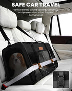 Large Cat Dog Carrier for Pet Up to 20 Lb - 20×13×13 in, Top & Side Entry, Foldable, Soft-Sided Pet Carrier with Ventilated Anti-Scratch Mesh & Car Seat Buckle for Car, Travel and Vet – Black