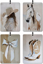 Trendy Western Cowgirl Car Air Freshener 4 Pcs, Retro Horse Cowgirl Boots Bow Hanging Air Freshener for Cars Closet Drawer Books Bathroom Office, Girly Car Accessories Mirror Decor for Women