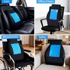 Adjustable Airbag Lumbar Support Pillow with Cooling Gel - Customizable Support for Upper Lower Back Pain Relief, Improves Posture, Memory Foam Back Cushion for Office Chair, Car/Truck Seat, Couch