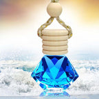 7 PCS MINI Cute Glass Bottle with Suspended Wooden Cover and Plastic Dropper,Car Air Freshener Perfume Bottle,Empty DIY Bottle Décor
