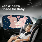 Magnetic Car Window Shade for Baby,Blackout Car Window Curtain,Car Shades for Side Windows,Sun Shade for Car Window baby,Cartoon Pattern Car Window Covers,UV Protection & Heat Blocking (Rabbit Family)