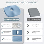 Skechers Seat Cushion Memory Foam,Donut Pillow Office Chair Cushion for Tailbone Pain Relief,Butt Pillow for Office Chair,Car seat Cushion,Long Sitting Office Workers,and Car Drivers,Blue