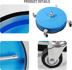 19" Pressure Washer Surface Cleaner with 4 Wheels, Coated Blue Stainless Steel Power Washer Surface Cleaner for Driveway Sidewalk Patio, 1/4" Quick Connector, 2 Extension Wand, 4000 PSI