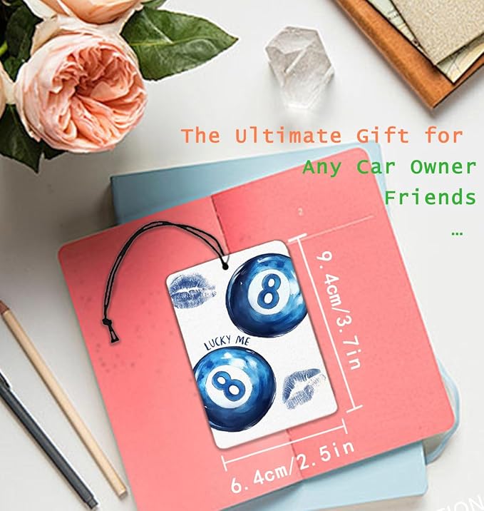 Preppy Retro Blue Car Air Freshener Hanging 2Pcs Lucky Ball 8 Car Accessories, Trendy Retro Decor For Cars Cute Air Freshener Blue Cars Mirror Decoration Interior for Women Girls(Lavender)