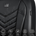 CAR PASS 3D Foam Faux Leather Car Seat Covers Full Set,Waterproof Leather Seat Cover for Cars,Luxury Universal Fit for SUV Truck Sedan Automotive, Armrest Airbag Compatible Anti-Slip, All Black