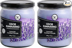 Lavender 2 Pack Odor Eliminating Highly Fragranced Candle - Eliminates 95% of Pet, Smoke, Food, and Other Smells Quickly - Up to 80 Hour Burn time - 12 Ounce Premium Soy Blend