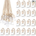 50 Pcs/Set,8ml Hanging Car Air Freshener Diffuser,Empty Refillable Clear Glass Essential Oil Fragrance Perfume Diffuser Pendant Glass Vials with Wooden Caps & Hanging String,Cylindrical Style
