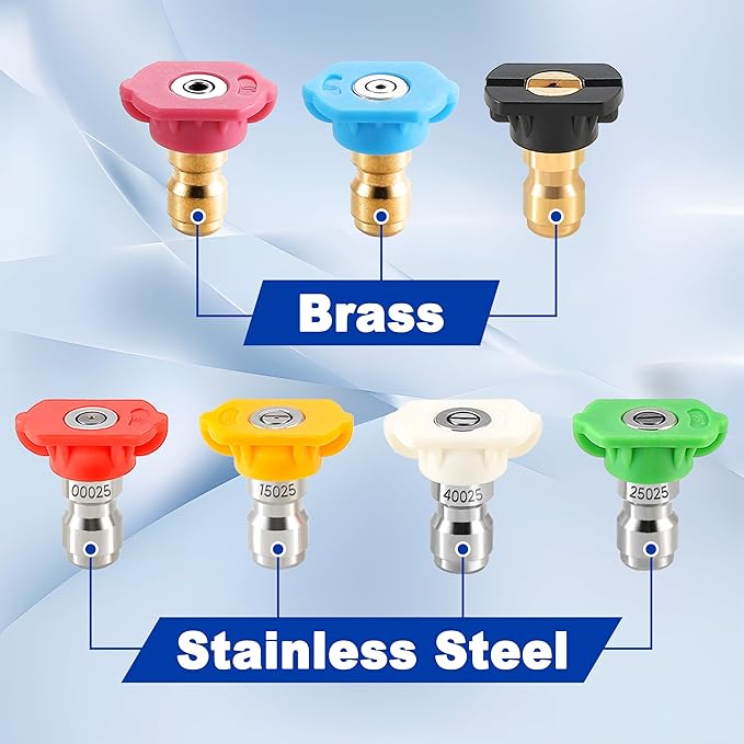 Tool Daily Pressure Washer Tips, Set of 7 Power Washer Nozzle Tips Multiple Degrees, 1/4 Inch Quick Connect, 2.5 GPM