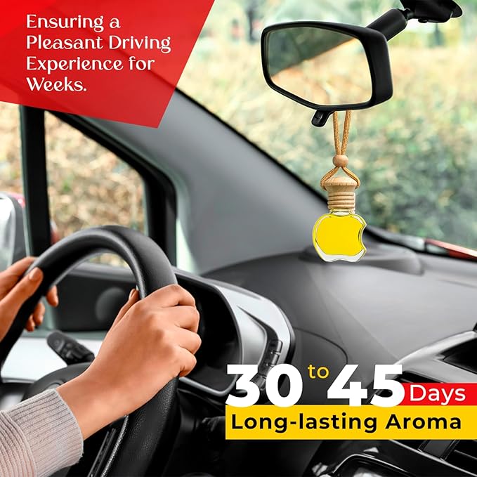 Kabod Lemon Car Air Freshener | Hanging Essential Oil Diffuser | Natural Odor Eliminator | Long-Lasting Fragrance | 10 ml