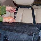 Soft Pet Travel Car Seat Crate for Large Size Dog or Cat - Folds Flat - Storage Bag Included - Black Color - Portable with Case