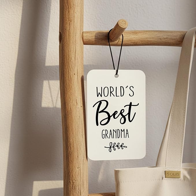 World's Best Grandma Gifts Car Air Freshener Hanging 3 Pack, Grandmother Christmas Car Accessories Gifts for Grandma Women Holiday, Rustic Scent Card Lavender for Closet Drawer Bathroom Decor