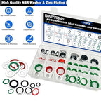 175 PCS A/C Compressor System Seal Washers Kit, 12 Size Air Conditioning Gasket and 18 Size Car AC O Rings, Universal Vehicle Repairs Automotive Self-Centered Washer
