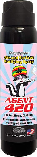 Agent 420-3.5 oz Odor Destroying Spray for Eliminating Unwanted Odors in Your House, Car or Apartment, Freshen Up The Crib (Baby Powder)