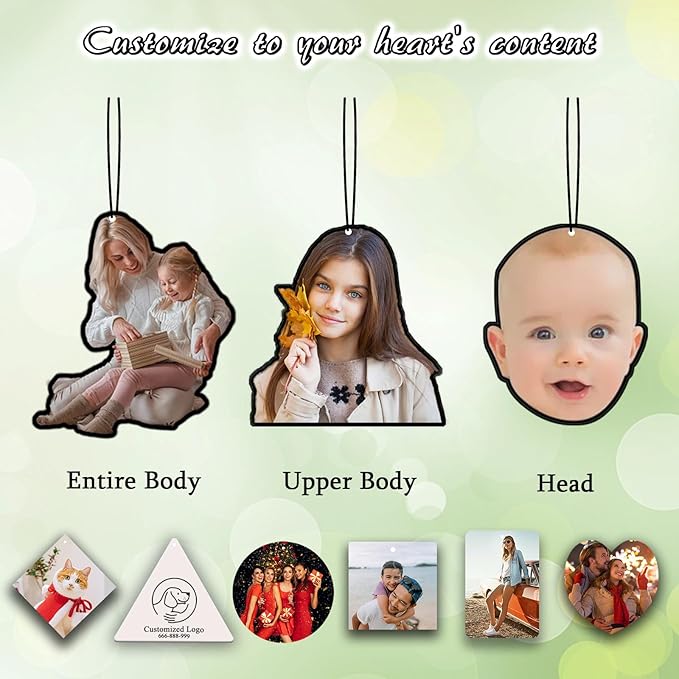 Custom Car Air Freshener with Picture Logo Personalized Bulk Air Fresheners for Car Wardrobe Bathroom Hanging Decoration (Entire Body)