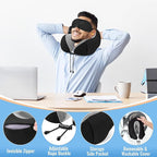 CloudBliss Travel Pillow Premium Memory Foam, Comfortable & Supportive Neck Pillow, Neck Pillows for Sleeping Travel, Airplane Pillow for Sleeping Airplane, Car, Office and Home（Black & Black）