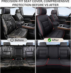 Coverado Chevy Silverado Seat Covers Full Set, Faux Leather Car Seat Covers Fit for 2014-2018 1500, 2015-2019 2500HD 3500HD Chevy Silverado GMC Sierra Crew Double Extended Cab (Red)