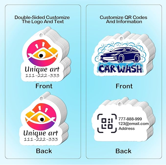 10-1000 Pcs Custom Air Fresheners with Picture - Double Sided Personalized Car Air Freshener with Photo & Logo, Hanging Auto Accessories & Custom Gifts for Branding Business Events (Crop)