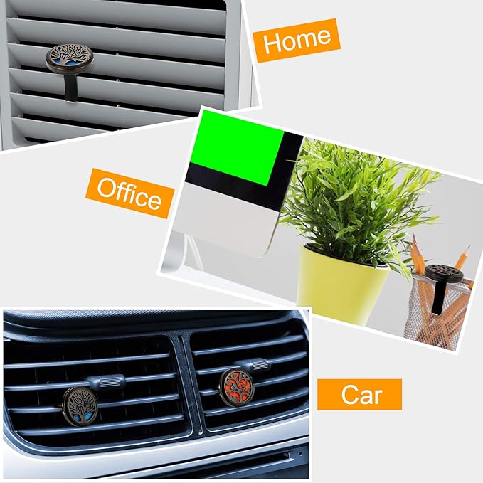 2 Pieces 316l Car Aromatherapy Essential Oil Diffuser Air Freshener with Vent Clip 48 Felt Pad Christmas Gift for Women Men(Tree and Cloud Tree)