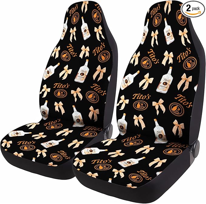 GENANY American Vodka Car Seat Covers Set of 2, Breathable Front Seat Covers for Truck Sedan SUV, Funny Car Accessories, Wine Themed Gift for Women Men