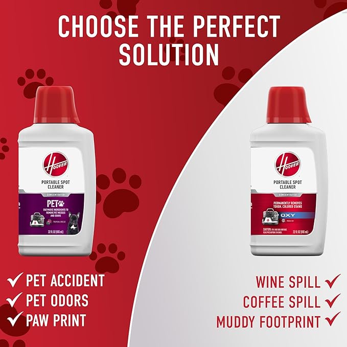 Hoover Spotless Portable Carpet + Upholstery Spot Cleaner Machine, Lightweight Shampooer Machine, Pet Stain Remover, Car and Auto Detailer, Pair with Hoover Carpet Cleaner Solution
