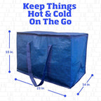 DURASACK XXXL Insulated Food Delivery Bag – 23”x14”x15” Reusable Catering Tote for Hot & Cold Food – Water-Resistant Thermal Carrier for Meal Transport, Grocery Runs, and Events, Blue