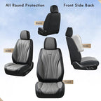 Coverado Car Seat Covers, 5 Seat Front and Back Seat Covers, Waterproof Seat Cover Full Set, Leather Seat Cover for Cars, Car Seat Protector, Car Seat Cushion Universal Fit for Most Cars (Black&Gray)