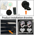 4 Pcs Crystal Skull Car Air Fresheners Vent Clips, Rhinestone Diamond Car Decoration, Silver