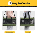 Dog Carrier Soft Sided, Large Cat Carrier with Inner Safety Leash, Pet Transport Carrier for Large Cats and Medium Dogs up to 20 Lbs, Collapsible Travel Puppy Carrier Bag -Green L