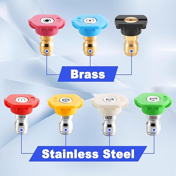 Tool Daily Pressure Washer Tips, Set of 7 Power Washer Nozzle Tips Multiple Degrees, 1/4 Inch Quick Connect, 3.0 GPM