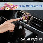 Flower Car Decor,Cute Dasiy Bird Vase Car Air Freshener Vent Clip,Bling Alloy Colorful DashBoard Vent Decorations Aesthetics for Women,Refillable Aroma Diffuser