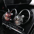 2Pcs Pilot Car Air Freshener, Cute Bear Car Vent Clip Air Freshener Automotive Air Outlet Fan Diffuser, Automotive Interiors Vent Decoration (Silver+Red)