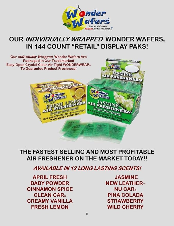 Wonder Wafers Super 144 CT Individually Wrapped Air Fresheners Jasmine