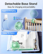 SWEETFULL Portable Stroller Fan with LED Display, 4 Speed Rechargeable Mini Clip On Fan, 360° Rotate Flexible Tripod Better Cooling Small Baby Fan for Car Seat Crib Travel Bike Treadmill (Green)
