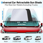 KUST Upgraded 2 Pack Retractable Automotive Sunshade Car Window Sunshades, Adjustable Auto Thickened Sunshade, Car Accessories for All Season, Black and Silver, Blocks UV Rays