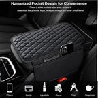 Ouzorp Car Center Console Cover, Upgraded Microfiber Leather Car Arm Rest Cover with 2 Storage Bags, Universal Armrest Cover for Car Storage Box Car Interior Accessories Protector for Most Vehicle